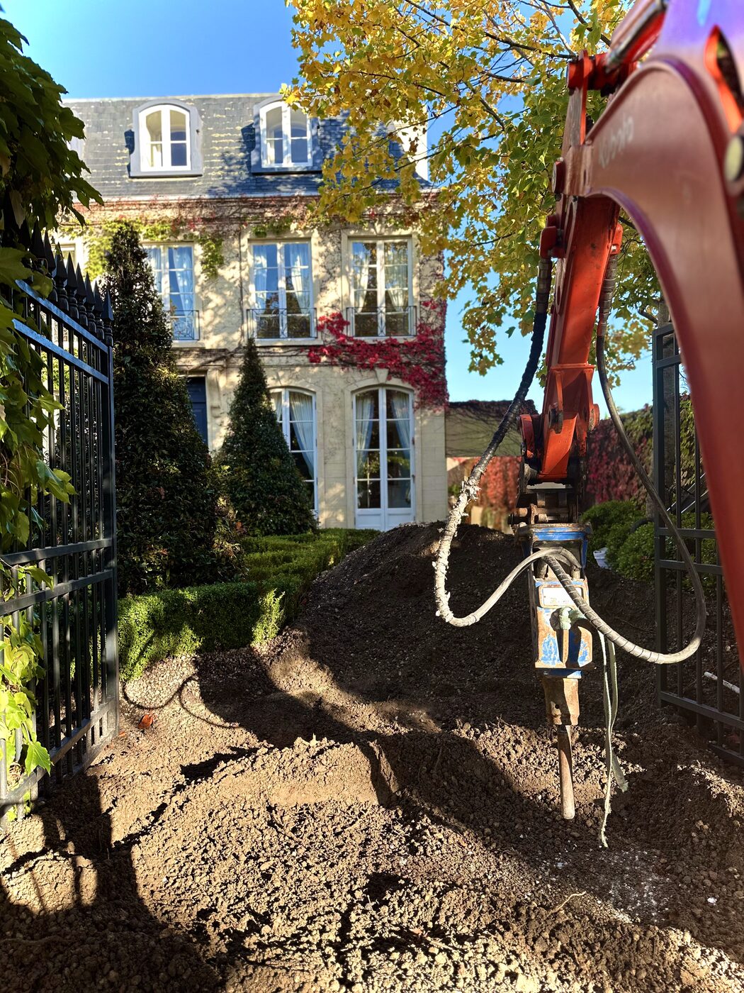 Concrete jack hammering on site