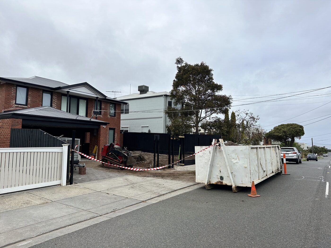 Skip bin on residential street